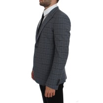 Dolce & Gabbana Eleganter blau karierter Blazer in schmaler Passform