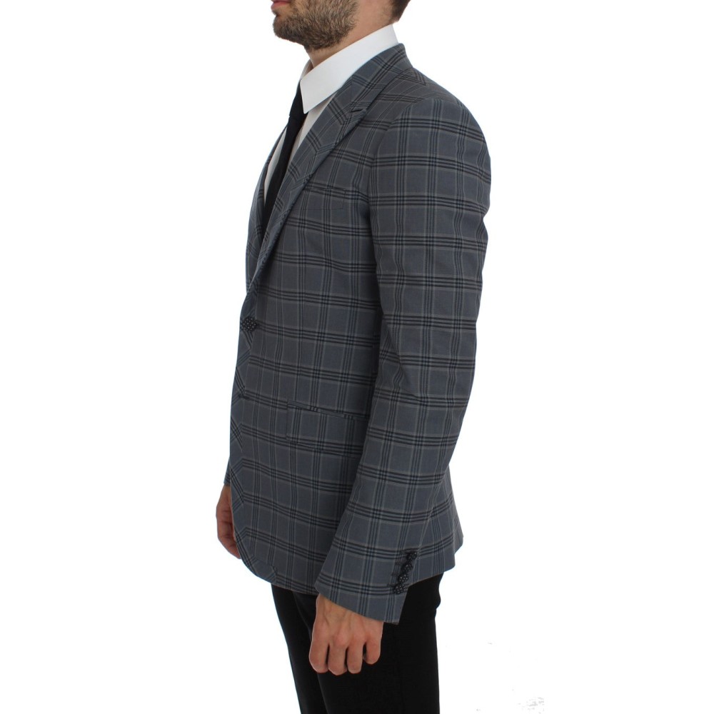 Dolce & Gabbana Eleganter blau karierter Blazer in schmaler Passform