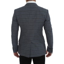 Dolce & Gabbana Eleganter blau karierter Blazer in schmaler Passform