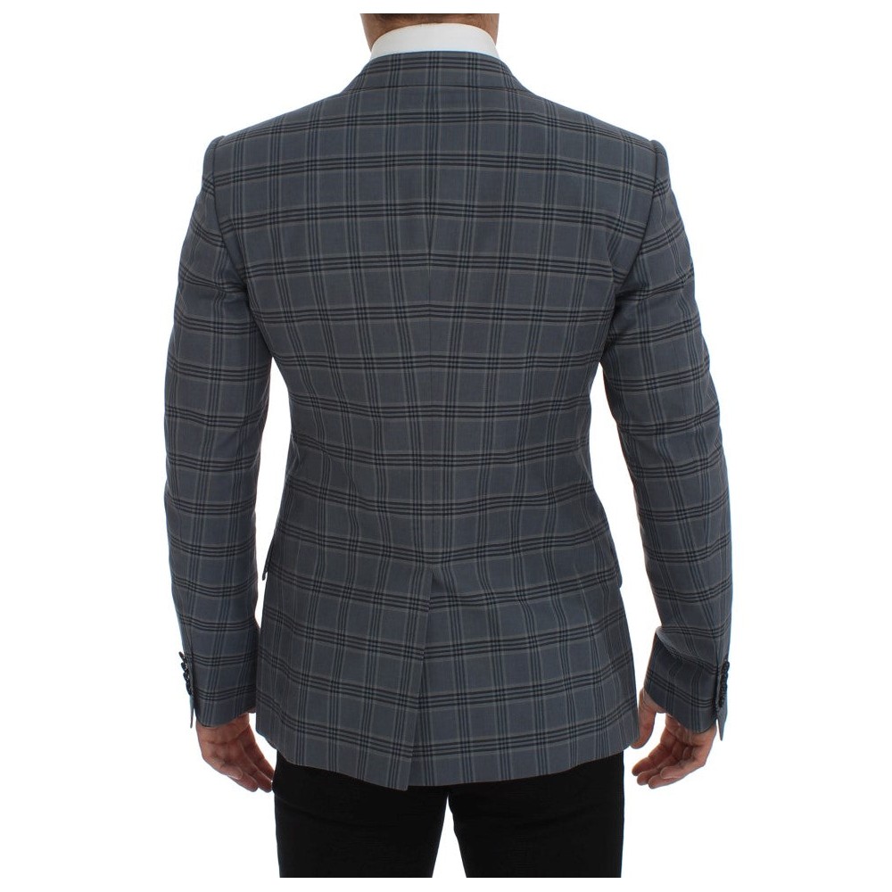 Dolce & Gabbana Eleganter blau karierter Blazer in schmaler Passform