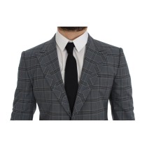 Dolce & Gabbana Eleganter blau karierter Blazer in schmaler Passform