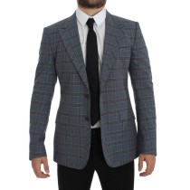 Dolce & Gabbana Eleganter blau karierter Blazer in schmaler Passform