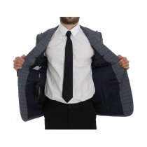 Dolce & Gabbana Eleganter blau karierter Blazer in schmaler Passform