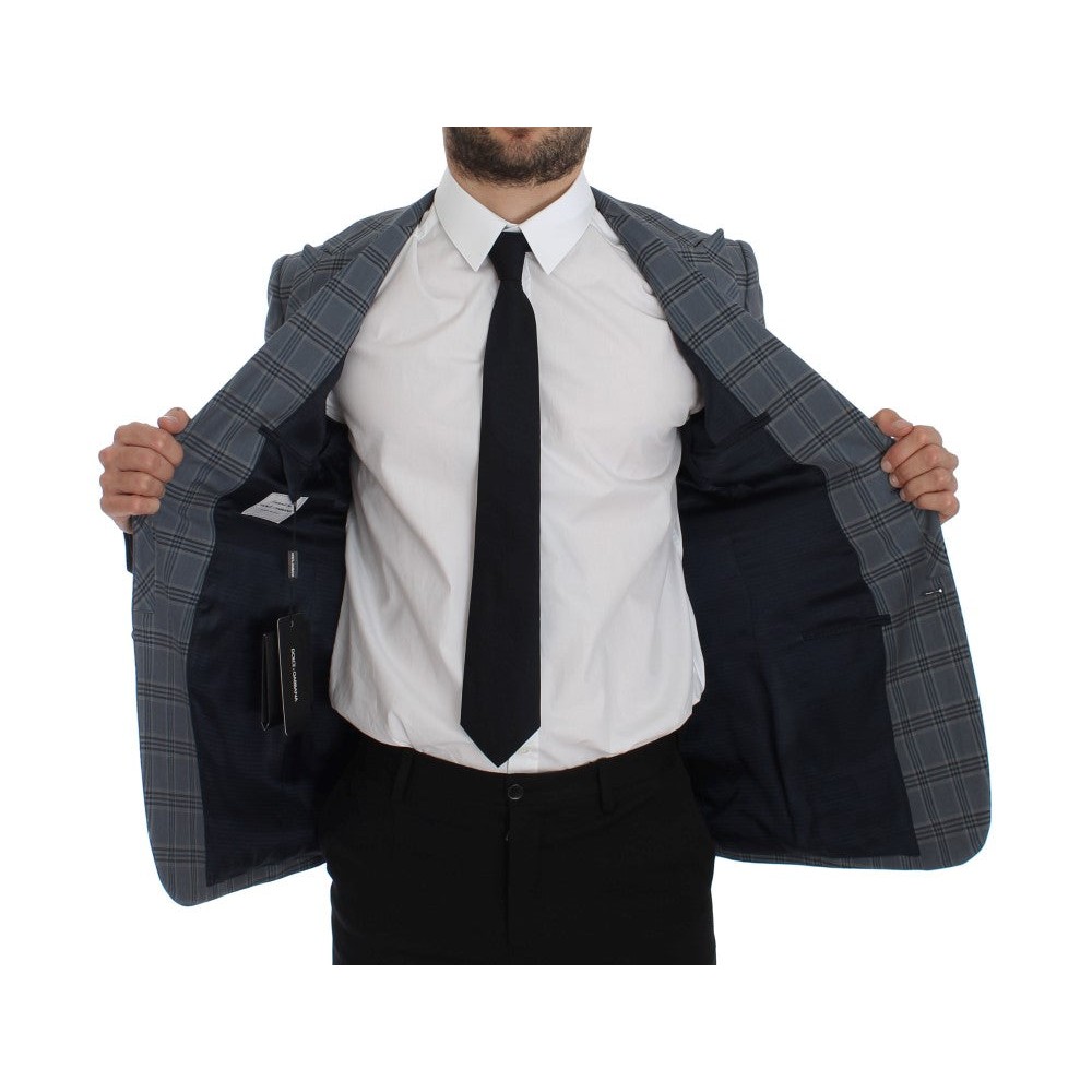 Dolce & Gabbana Eleganter blau karierter Blazer in schmaler Passform