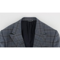 Dolce & Gabbana Eleganter blau karierter Blazer in schmaler Passform