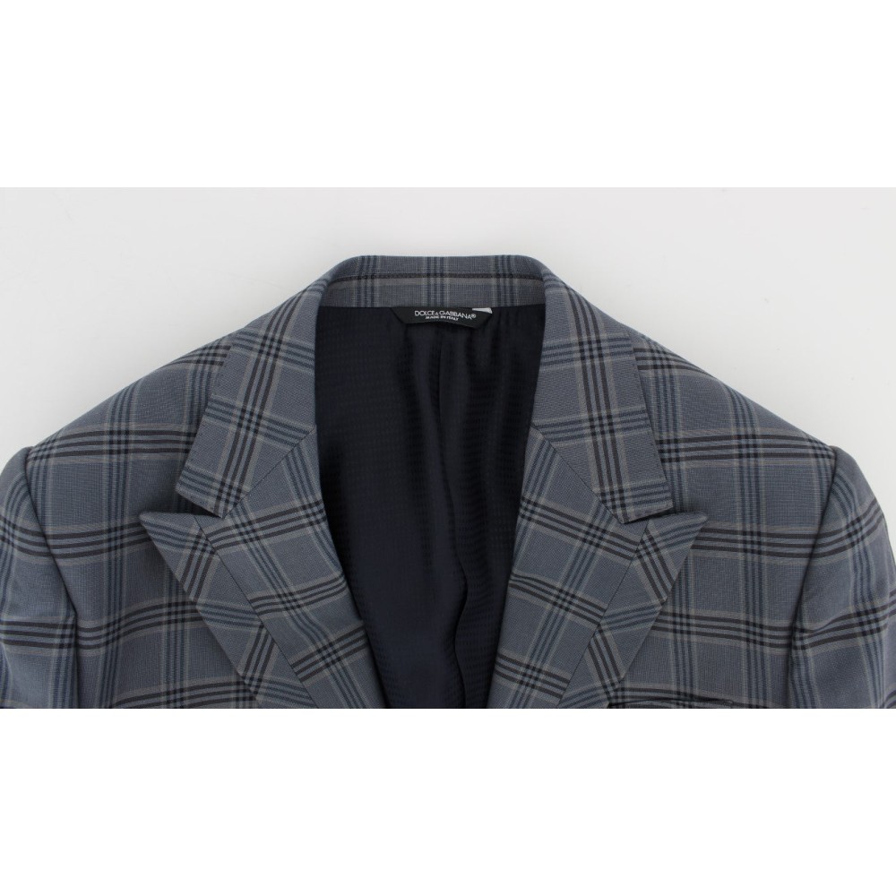 Dolce & Gabbana Eleganter blau karierter Blazer in schmaler Passform