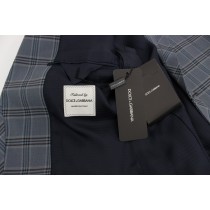 Dolce & Gabbana Eleganter blau karierter Blazer in schmaler Passform