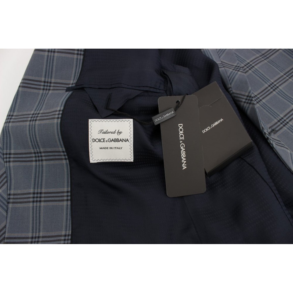 Dolce & Gabbana Eleganter blau karierter Blazer in schmaler Passform