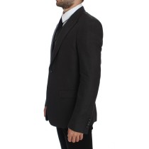 Dolce & Gabbana Eleganter grauer Leinenblazer und Weste in schmaler Passform