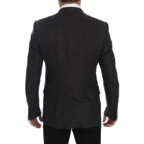 Dolce & Gabbana Eleganter grauer Leinenblazer und Weste in schmaler Passform