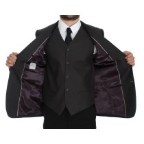 Dolce & Gabbana Eleganter grauer Leinenblazer und Weste in schmaler Passform