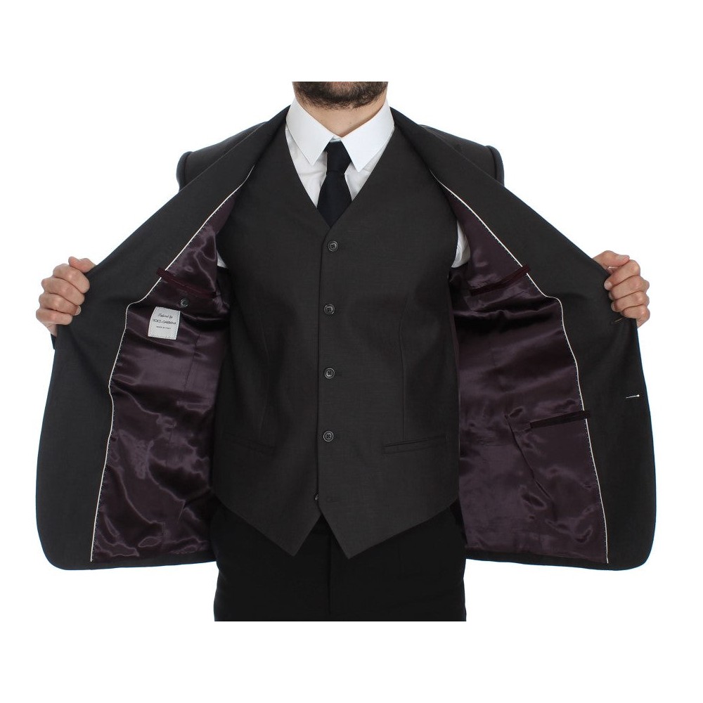 Dolce & Gabbana Eleganter grauer Leinenblazer und Weste in schmaler Passform