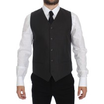 Dolce & Gabbana Eleganter grauer Leinenblazer und Weste in schmaler Passform