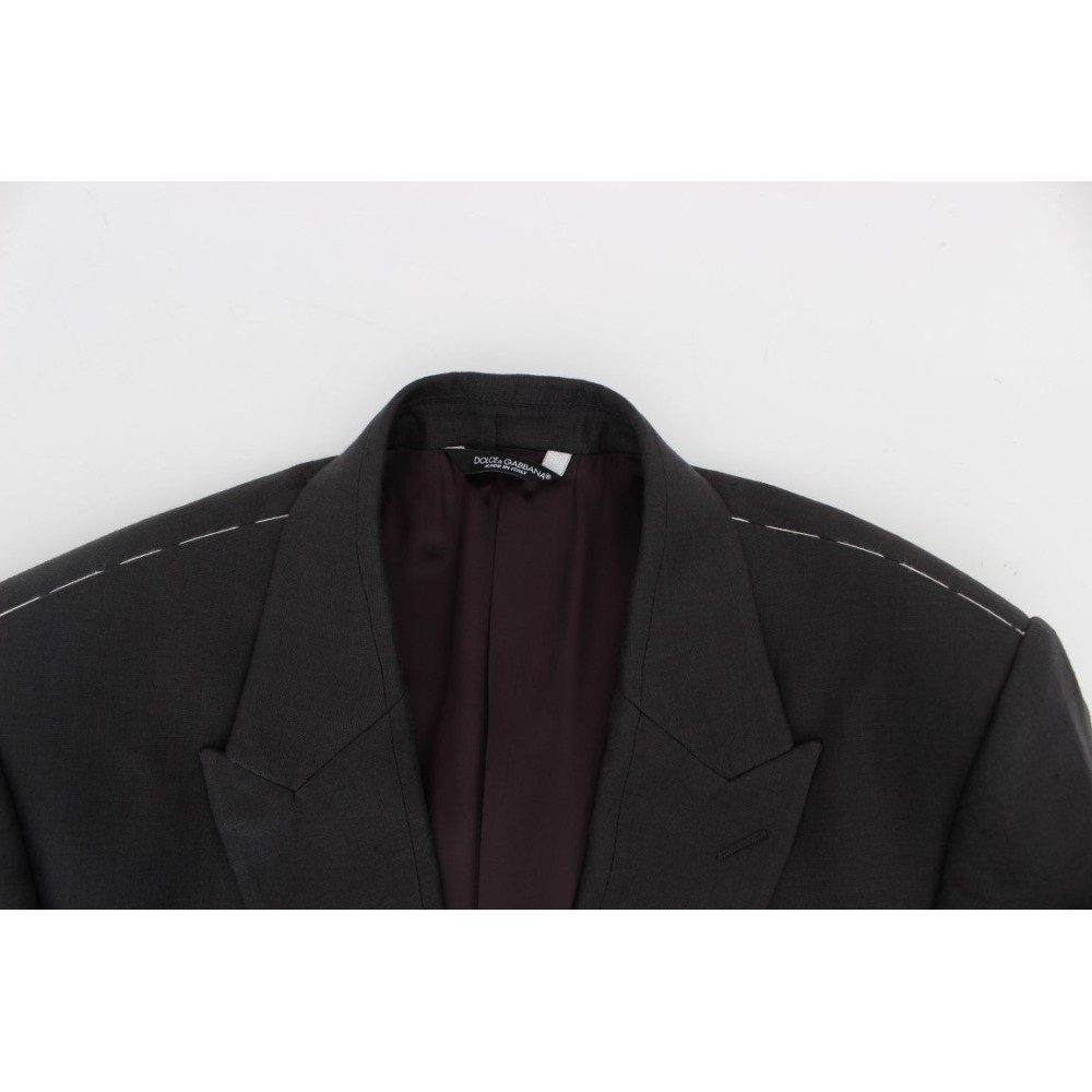 Dolce & Gabbana Eleganter grauer Leinenblazer und Weste in schmaler Passform