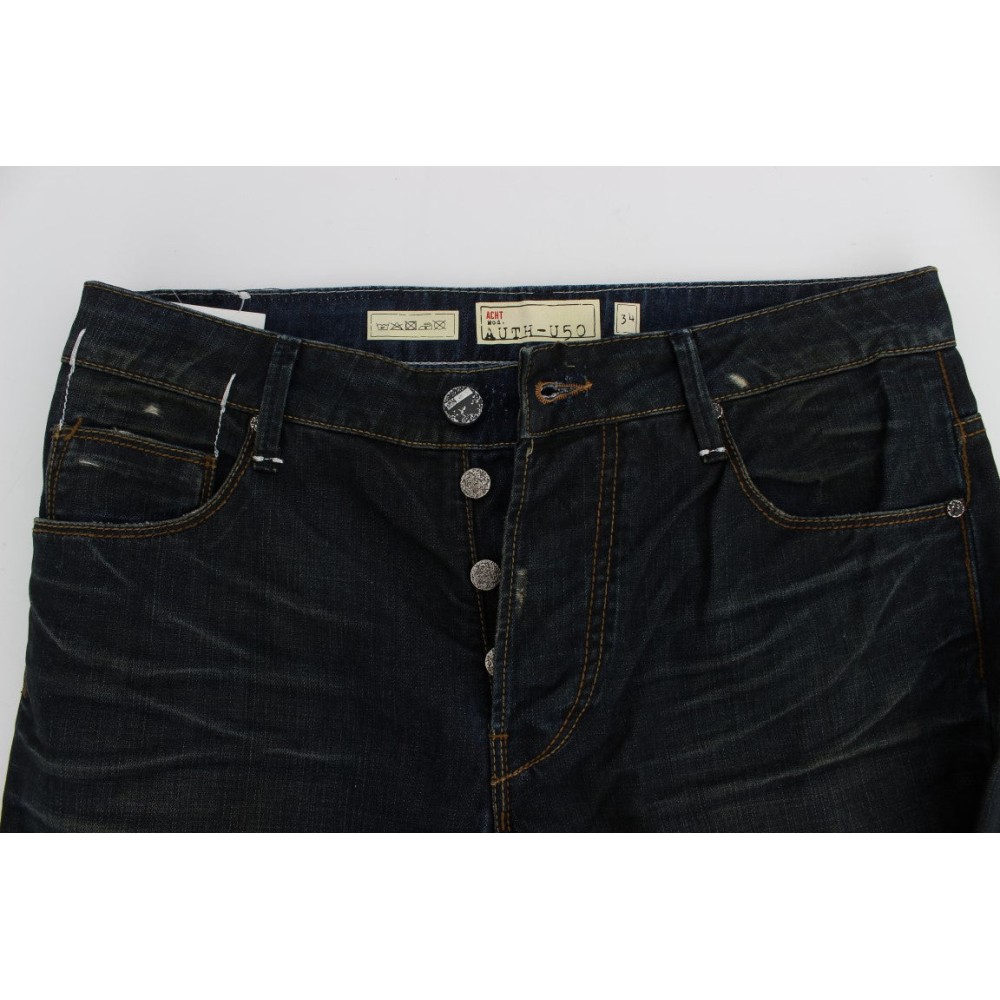 Acht Elegante Straight Fit Jeans in Dunkelblau
