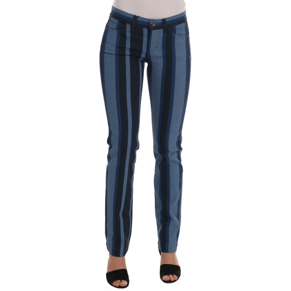 Dolce & Gabbana Schicke blau gestreifte Slim Fit Girly Jeans