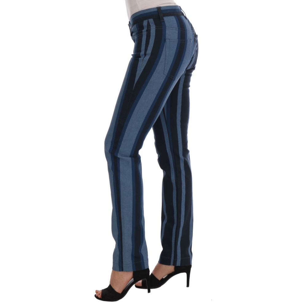 Dolce & Gabbana Schicke blau gestreifte Slim Fit Girly Jeans