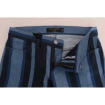 Dolce & Gabbana Schicke blau gestreifte Slim Fit Girly Jeans
