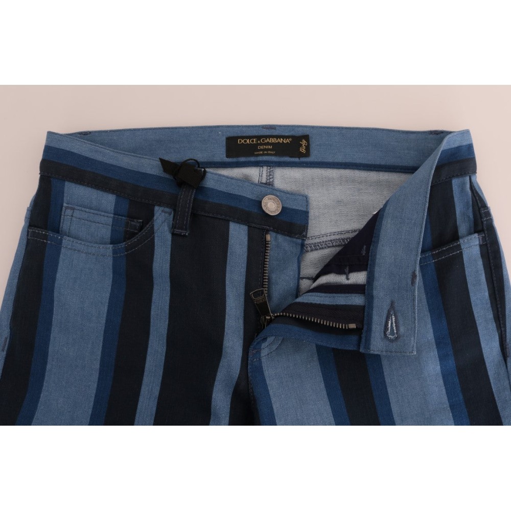 Dolce & Gabbana Schicke blau gestreifte Slim Fit Girly Jeans
