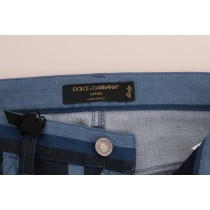Dolce & Gabbana Schicke blau gestreifte Slim Fit Girly Jeans