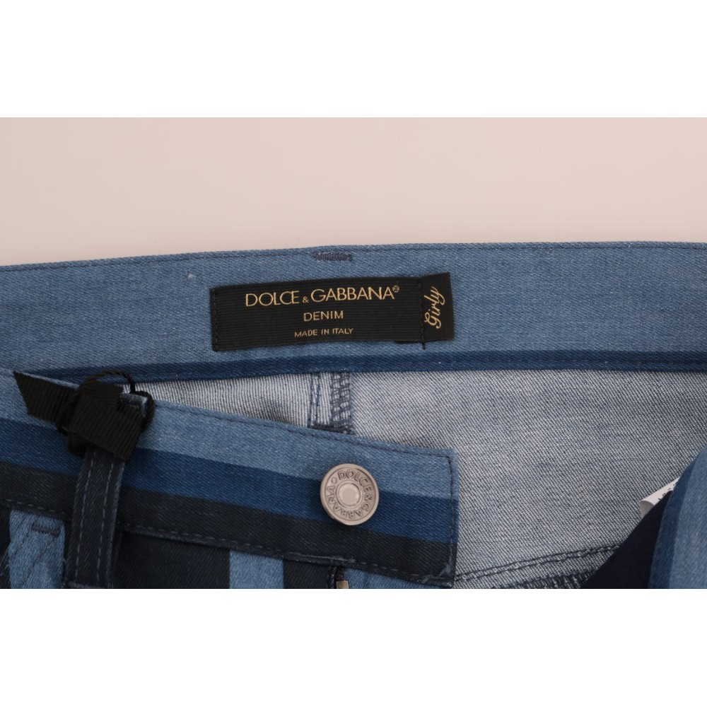 Dolce & Gabbana Schicke blau gestreifte Slim Fit Girly Jeans