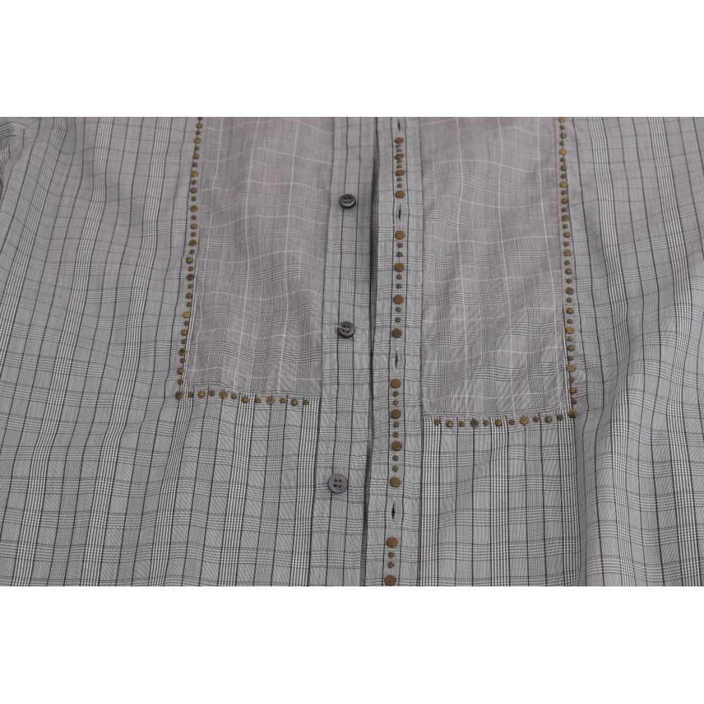 Dolce & Gabbana Elegantes graues kariertes Slim Fit Freizeithemd