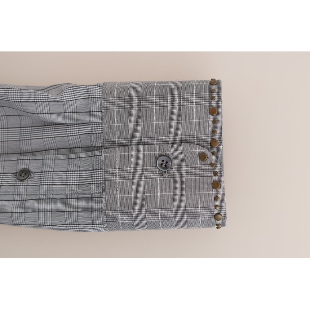 Dolce & Gabbana Elegantes graues kariertes Slim Fit Freizeithemd