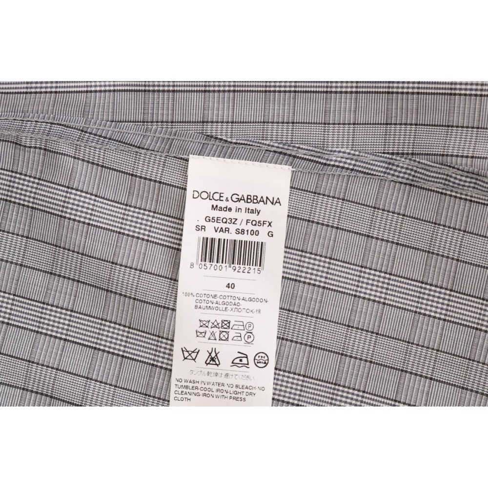 Dolce & Gabbana Elegantes graues kariertes Slim Fit Freizeithemd
