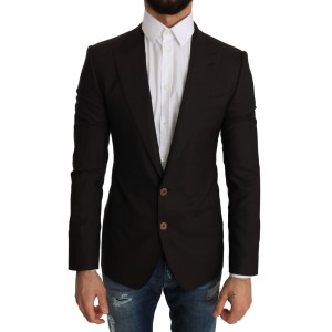 Dolce & Gabbana Schlanke braune Blazerjacke aus Schurwolle