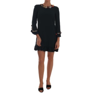 Dolce & Gabbana Smaragdfarbenes, kristallverziertes Kleid in A-Linie