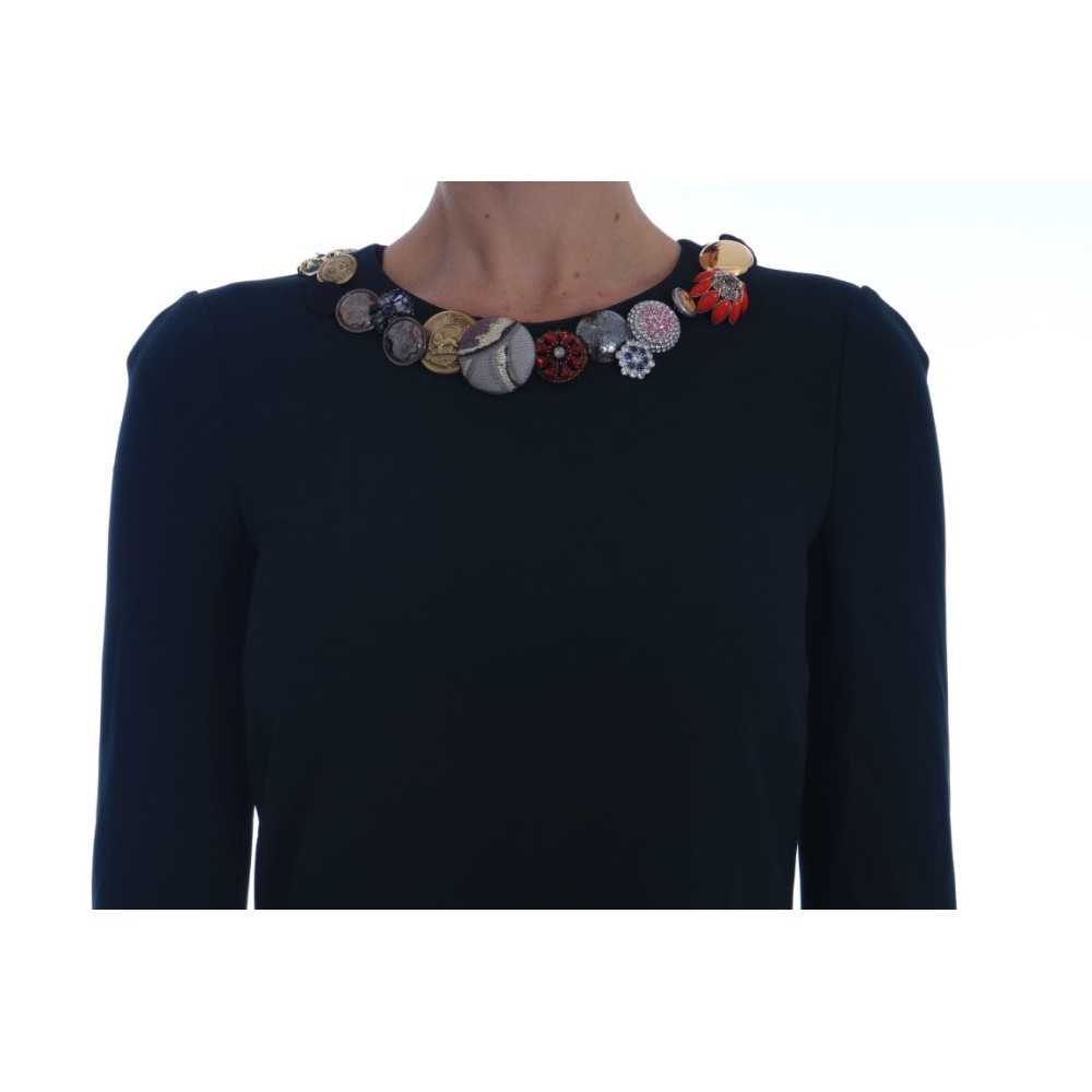 Dolce & Gabbana Smaragdfarbenes, kristallverziertes Kleid in A-Linie