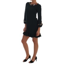 Dolce & Gabbana Smaragdfarbenes, kristallverziertes Kleid in A-Linie