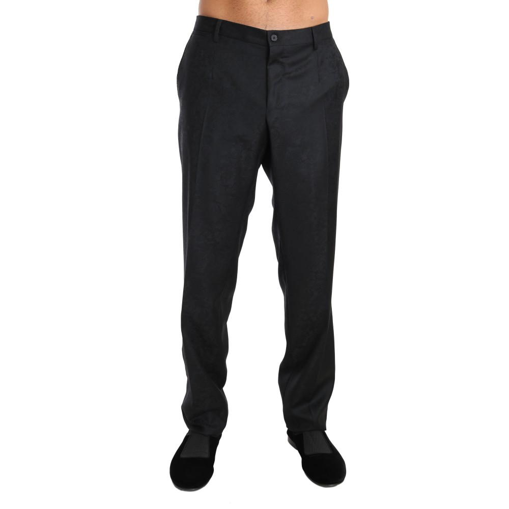 Dolce & Gabbana Elegante Graue Gemusterte Formelle Hose