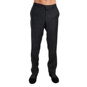 Dolce & Gabbana Elegante Graue Gemusterte Formelle Hose