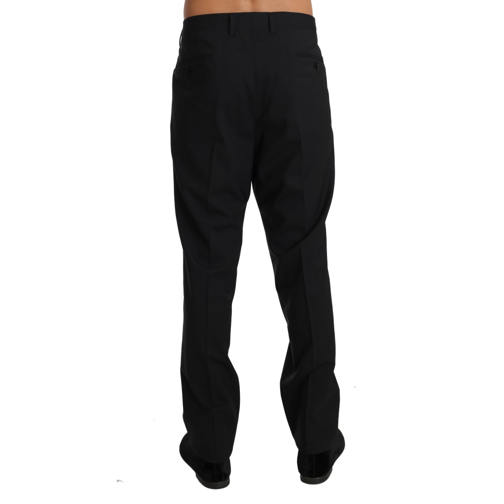 Dolce & Gabbana Elegante Schwarze Woll-Kleid-Hose