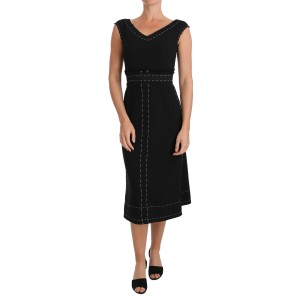 Dolce & Gabbana Elegantes Schwarzes Etuikleid aus Wolle