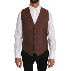 Dolce & Gabbana Elegante bronzefarbene & graue formelle Weste Slim Fit
