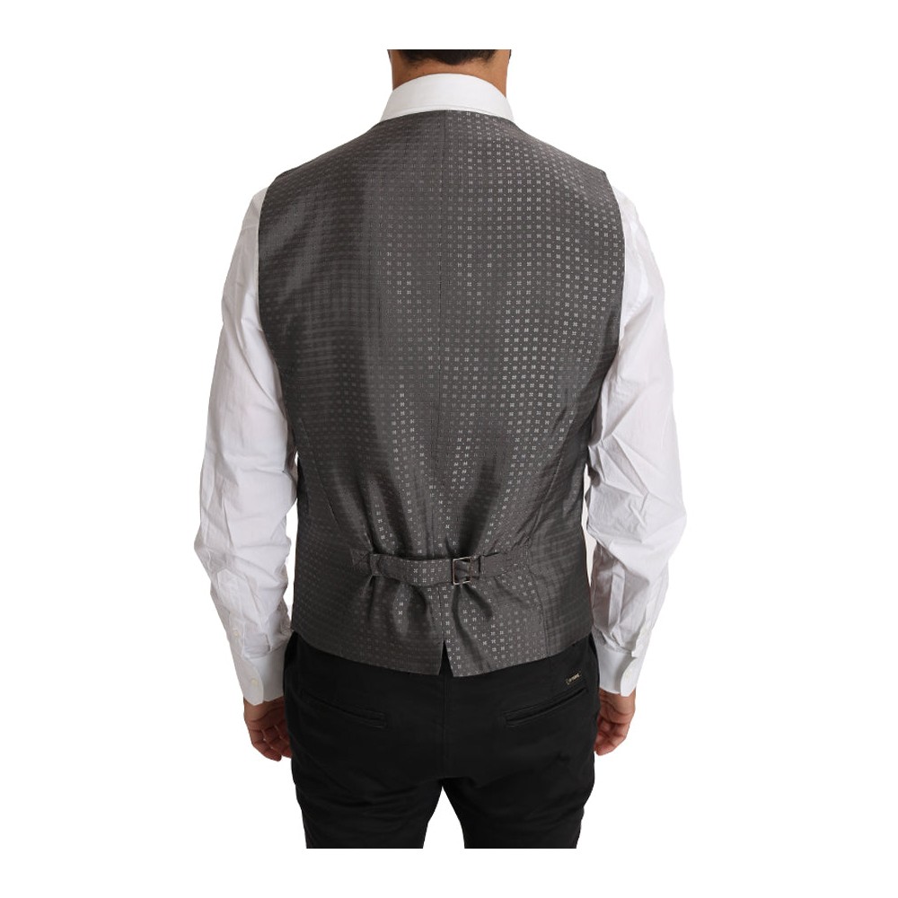 Dolce & Gabbana Elegante bronzefarbene & graue formelle Weste Slim Fit