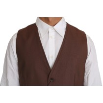Dolce & Gabbana Elegante bronzefarbene & graue formelle Weste Slim Fit