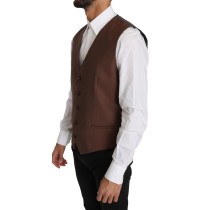 Dolce & Gabbana Elegante bronzefarbene & graue formelle Weste Slim Fit