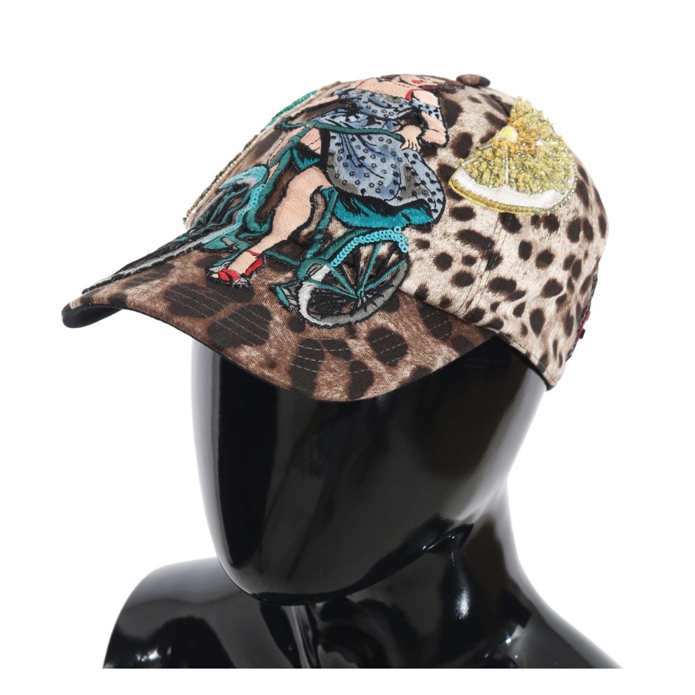 Dolce & Gabbana Elegante Baseballkappe mit Leopardenpailletten