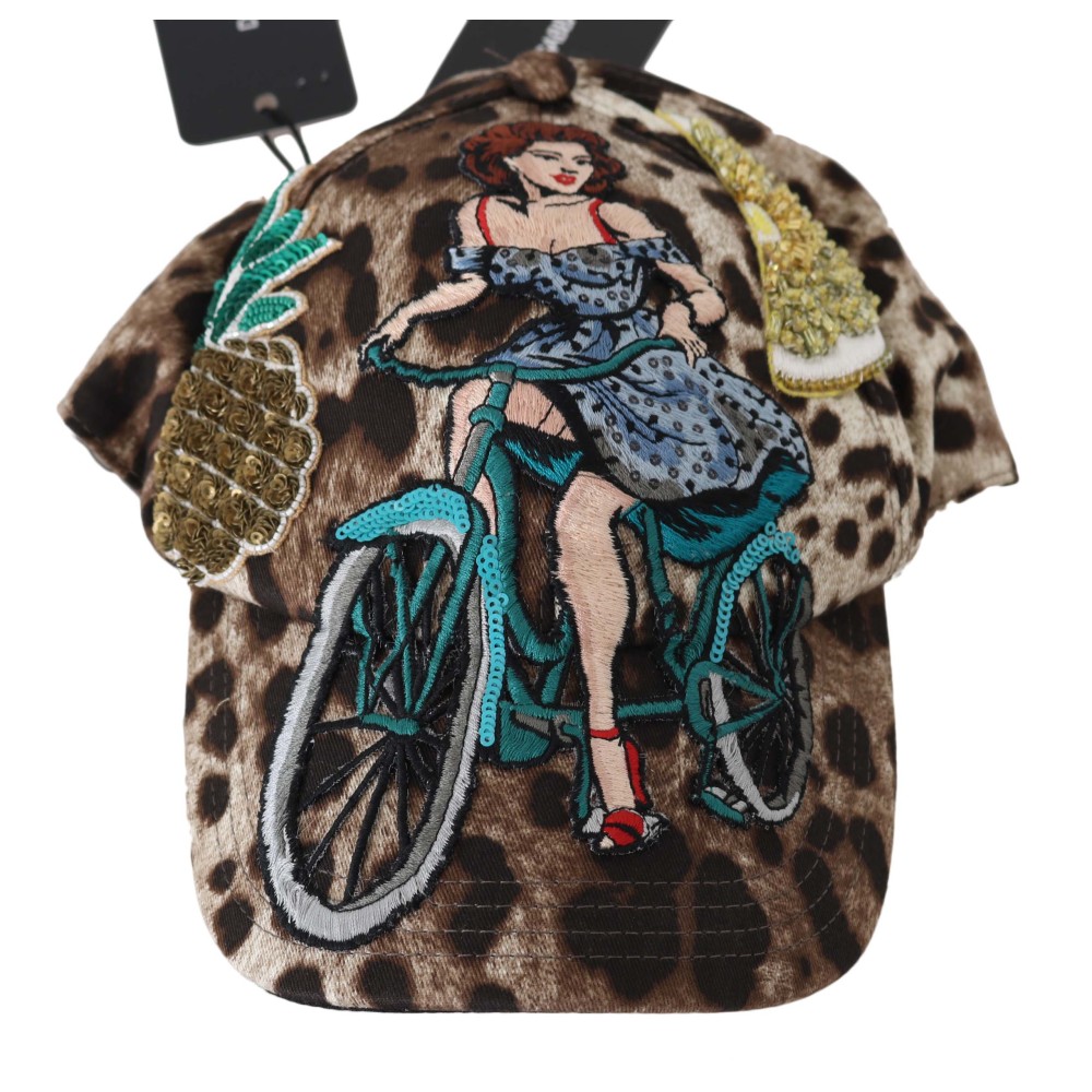 Dolce & Gabbana Elegante Baseballkappe mit Leopardenpailletten