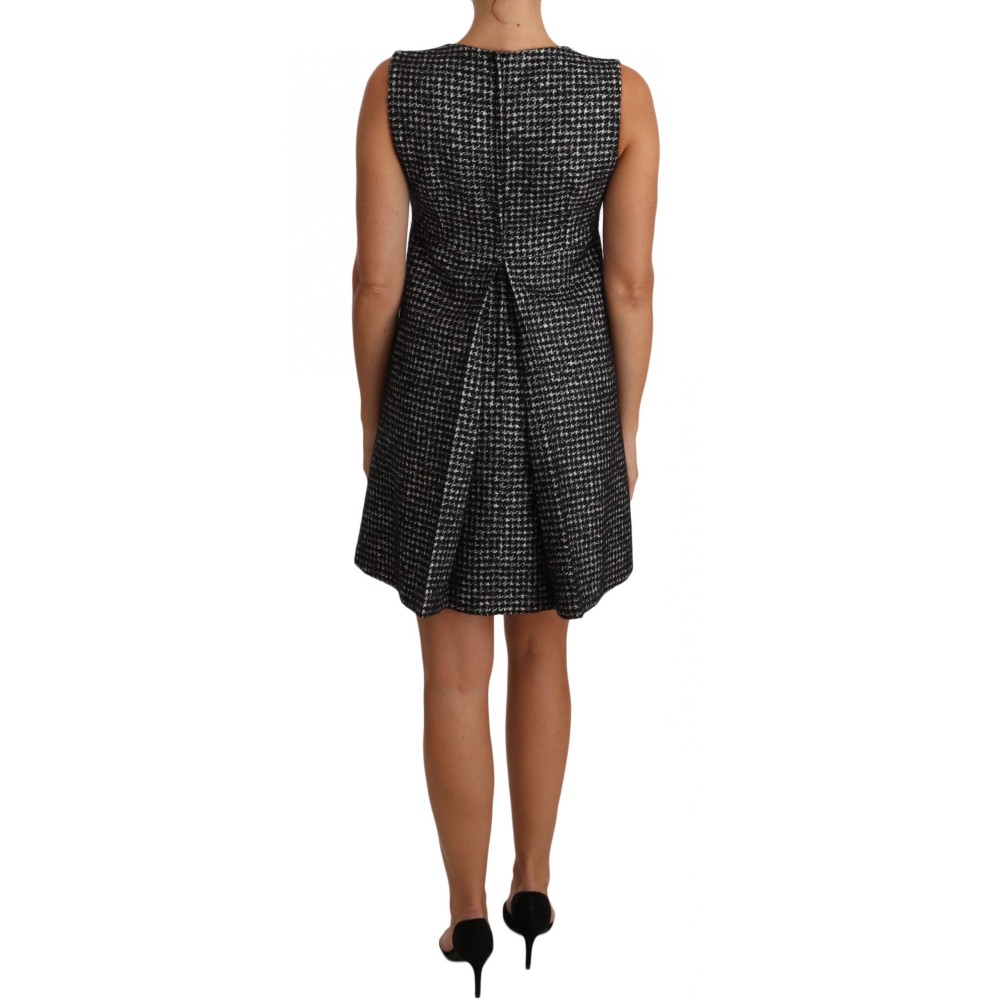 Dolce & Gabbana Shiftkleid mit Hahnentrittmuster und Blumenapplikationen