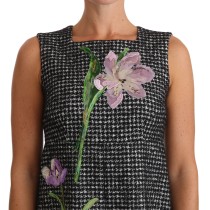 Dolce & Gabbana Shiftkleid mit Hahnentrittmuster und Blumenapplikationen