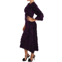 Dolce & Gabbana Elegantes Fransen-Etuikleid in Lila & Schwarz