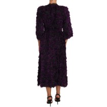 Dolce & Gabbana Elegantes Fransen-Etuikleid in Lila & Schwarz