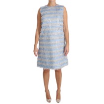 Dolce & Gabbana Elegantes hellblaues Fransen-Shiftkleid