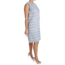 Dolce & Gabbana Elegantes hellblaues Fransen-Shiftkleid