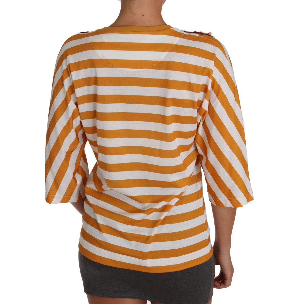 Dolce & Gabbana FIRENZE Paillettenbluse in Orange und Weiß