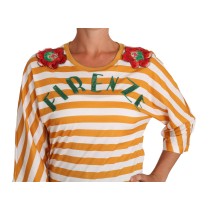 Dolce & Gabbana FIRENZE Paillettenbluse in Orange und Weiß